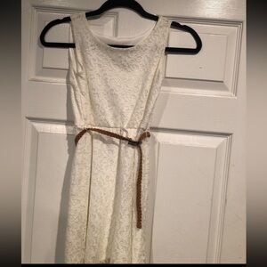 Lace White Dress With Belt